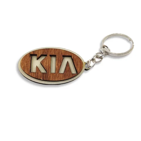 Breloc din lemn 3D, woodmag, 60x30 mm, cu logo-ul KIA