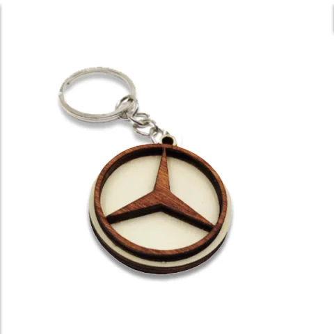 Breloc din lemn 3D, woodmag, 45x40mm, cu logo-ul MERCEDES