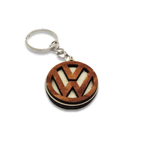 Breloc din lemn 3D, woodmag, 45x40 mm, cu logo-ul volkswagen
