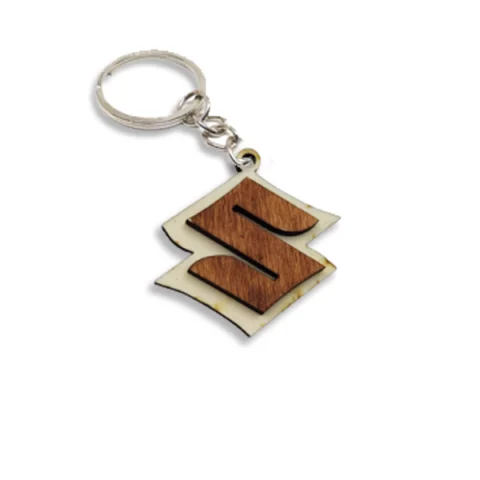 Breloc din lemn 3D, woodmag, 48x48 mm, cu logo-ul SUZUKI