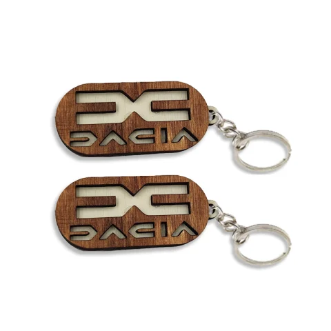 SET Breloc din lemn 3D, woodmag, 72x31mm, cu logo-ul DACIA