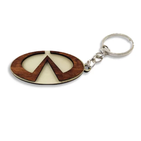 Breloc din lemn 3D, woodmag, 65x28 mm, cu logo-ul INFINITY