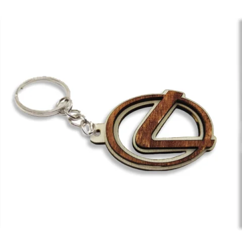 Breloc din lemn 3D, woodmag, 51x33 mm, cu logo-ul LEXUS
