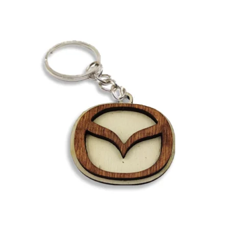 Breloc din lemn 3D, woodmag, 45x42 mm, cu logo-ul MAZDA