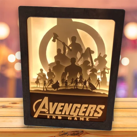 LightBox, Caseta luminoasa - Lampa de veghe 3D, Tematica Avengers-ENDGAME 20x25 cm, iluminat led