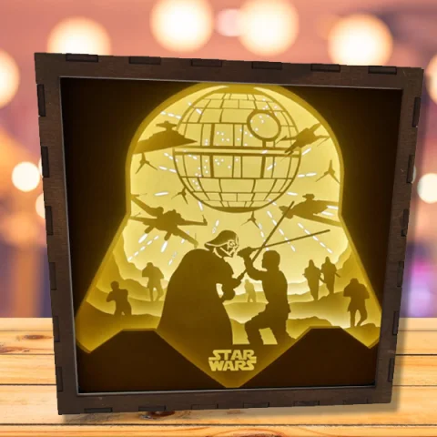 LightBox, Caseta luminoasa 3D, Tematica Star Wars 20x20cm, iuminat led