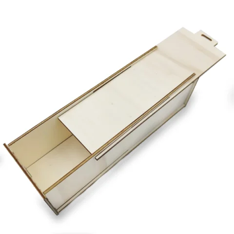 Cutie sticla de vin woodmag CVB01, capac, lemn natur, 10 x 10 x 36 cm
