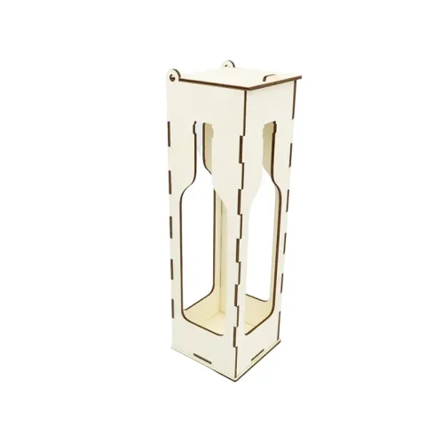 Cutie sticla de vin woodmag v47, cu capac, lemn natur, 9.6 x 9.6 x 36 cm