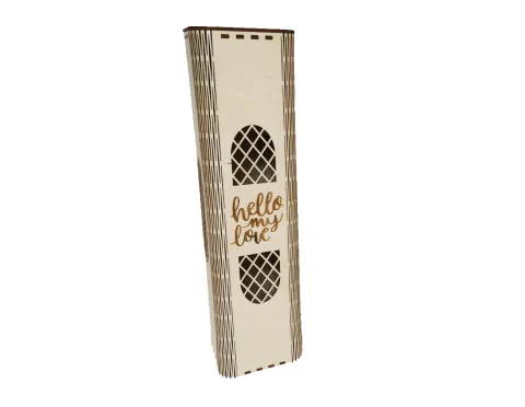 Cutie sticla de vin woodmag v48, cu capac, lemn natur, 9.6 x 9.6 x 36 cm