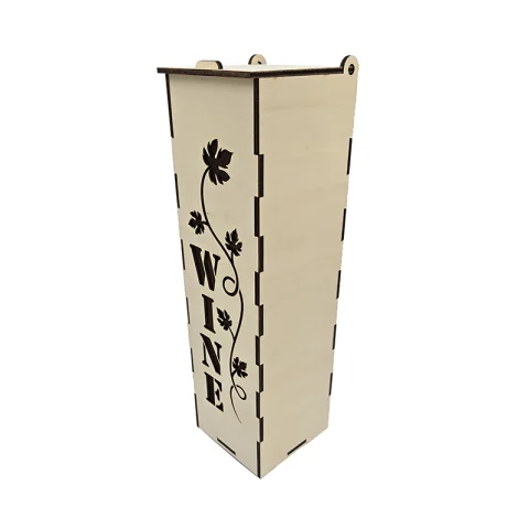 Cutie sticla de vin cu mesaj personalizat fereastra, lemn natur, 9.6 x 9.6 x 36 cm model cv47a