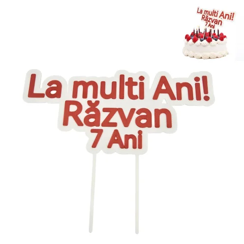Topper personalizat tort – „La multi ani!” cu nume si varsta