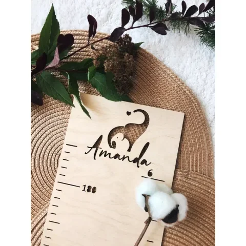 Masurator, Metru Copii, Woodmag, Din Lemn, 180 Cm, Personalizat Cu Numele Copilului