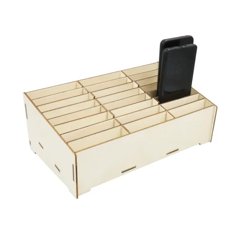 Suport telefoane mobile clasa, Organizator universal din lemn pentru telefoane cu 24 de compartimente