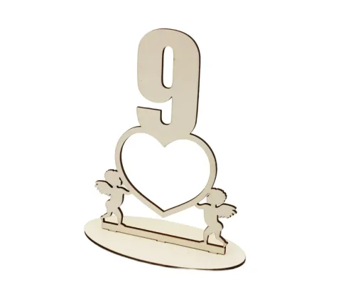 Set Ornament pentru masa numere de la 1 la 10 model ingeras dimensiune 20x14 cm, matrial lemn, TB-01W