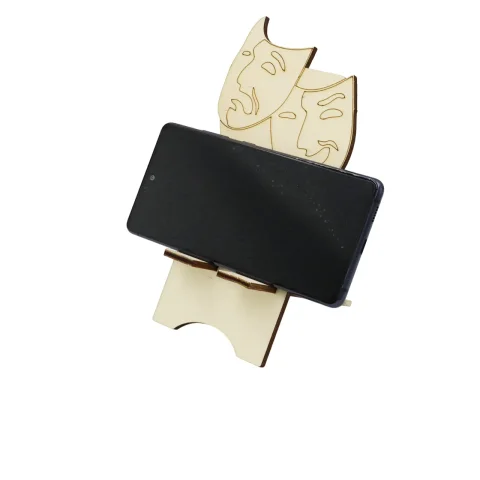 Suport universal de birou pentru telefon WoodMag, Model Masti Teatru PD017 dimensiune 20x10 cm