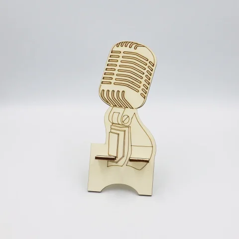 Suport universal de birou pentru telefon, docking station WoodMag, Model microfon PD015 dimensiune 20x11 cm