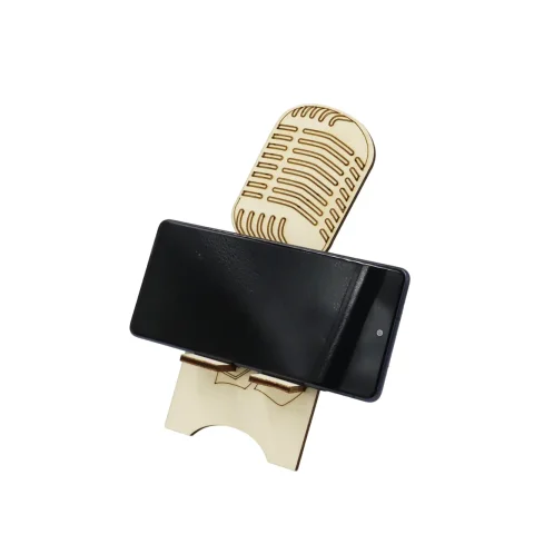 Suport universal de birou pentru telefon, docking station WoodMag, Model microfon PD015 dimensiune 20x11 cm