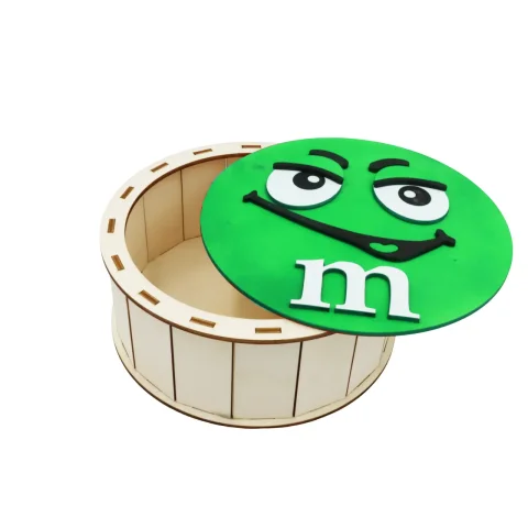 Cutie de cadouri depozitare, model rotund m&m,, 22 cm x 8 cm WoodMag