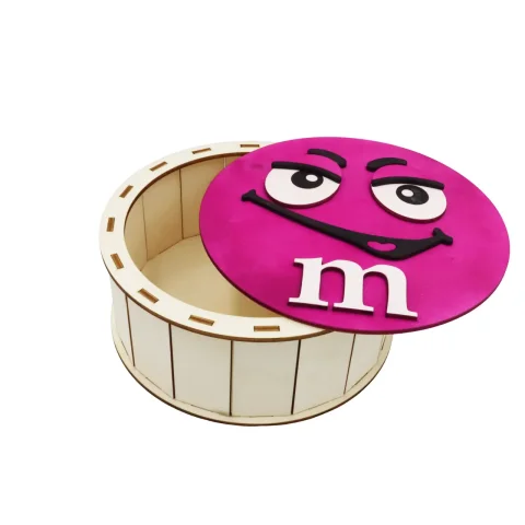 Cutie de cadouri depozitare, model rotund m&m,, 22 cm x 8 cm WoodMag
