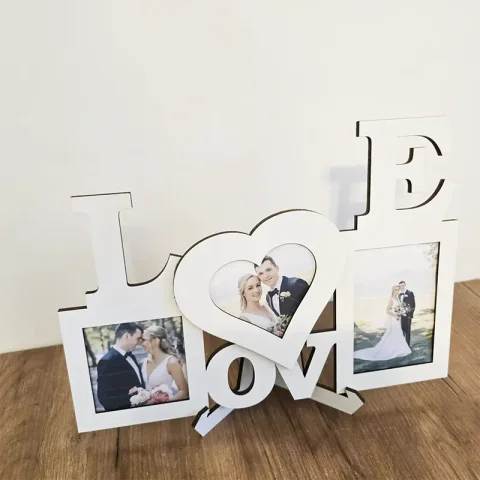 Rama foto LOVE dubla din lemn, Eleganta si Afectivitate pentru Amintiri de Neuitat, dimensiune fotografii 13x9 cm