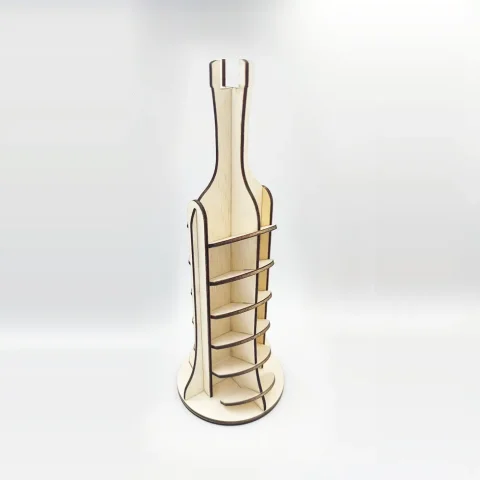 Ornament pentru bar sub forma de stica de vin cu suport pentru dopuri de pluta. st02, lemn natur, 9.6 x 9.6 x 36 cm