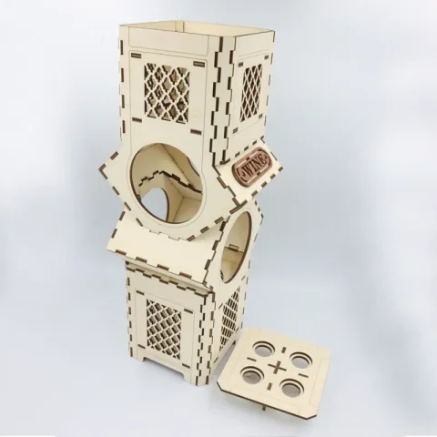 Cutie sticla de vin woodmag v4, capac, rack 2 sticle, lemn natur, 9.6 x 9.6 x 36 cm