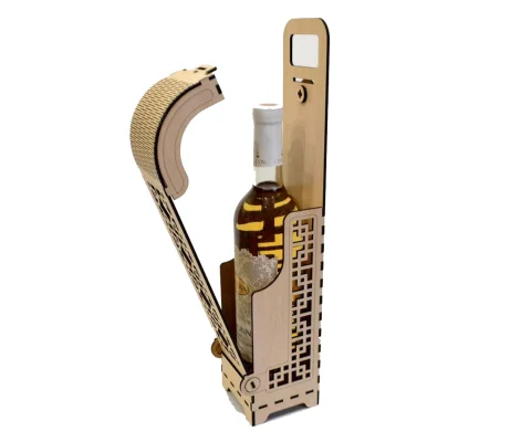 Cutie sticla de vin woodmag v1.0, capac, lemn natur, 9.6 x 9.6 x 36 cm