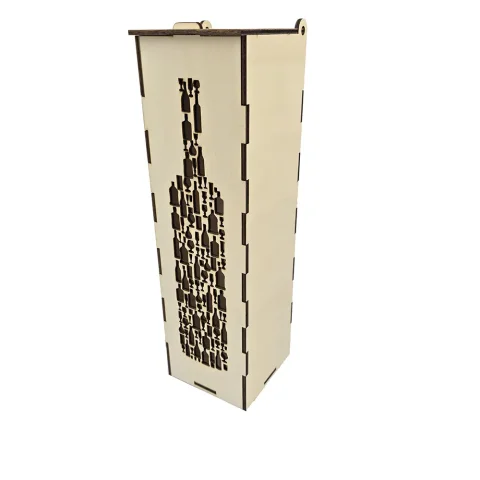Cutie sticla de vin cu mesaj personalizat fereastra, lemn natur, 9.6 x 9.6 x 36 cm model cv47a