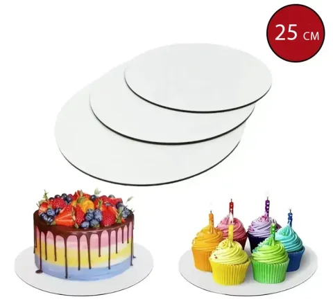 Set 5 platouri pentru prajituri / tort rotund 25cm, material rezistent MDF PLT01_25/5