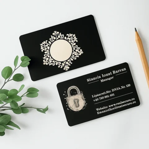 Carte de Vizită Premium din Aluminiu Gravată cu Laser – Personalizare Unică