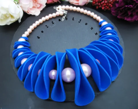 Colier handmade statement unicat -contemporan- avant garde - foamiran (cod968)