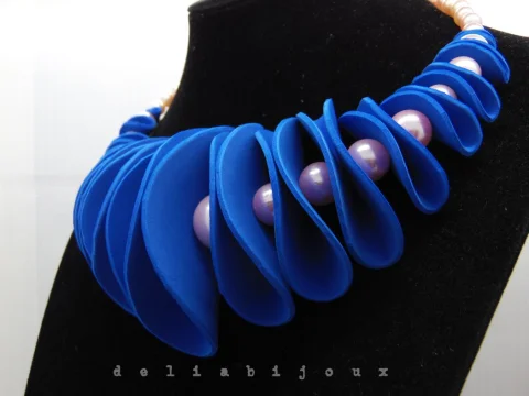 Colier handmade statement unicat -contemporan- avant garde - foamiran (cod968)