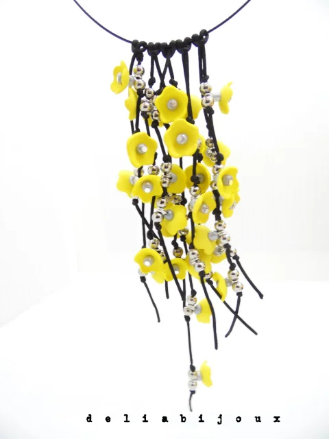 Colier handmade statement unicat -floral - foamiran (cod999)