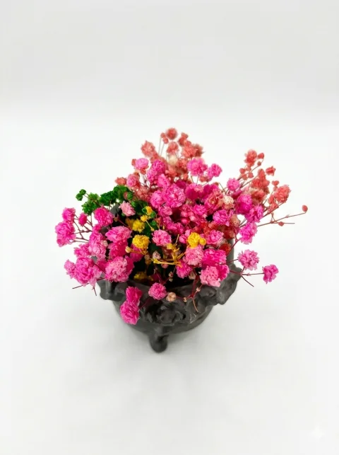 Ghiveci Decorativ Bust "Liniste Florala" cu Aranjament de Flori Uscate – Handmade Grey Art