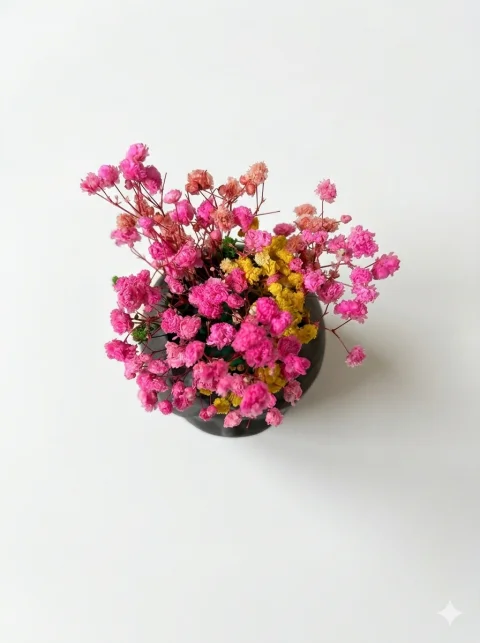 Ghiveci Decorativ Bust cu Aranjament de Flori Uscate – Handmade Grey Art