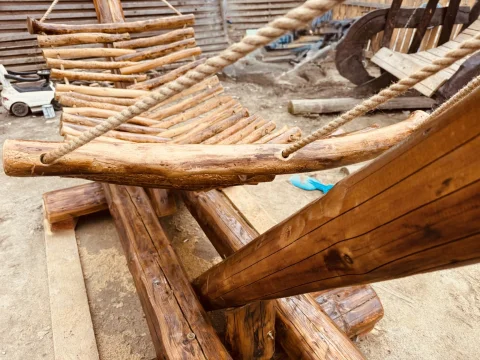 Hamac rustic premium din lemn masiv-piesa unica handmade