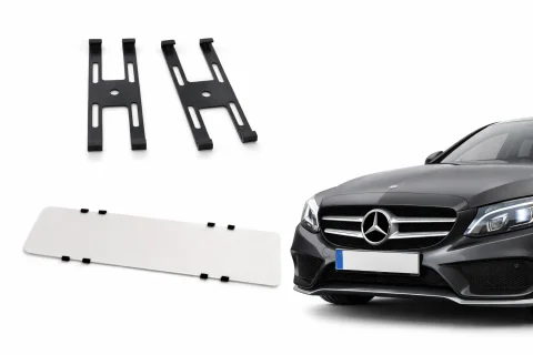 Suporti numar inmatriculare Premium, fata-spate, negru, fara rama, universal, suruburi incluse