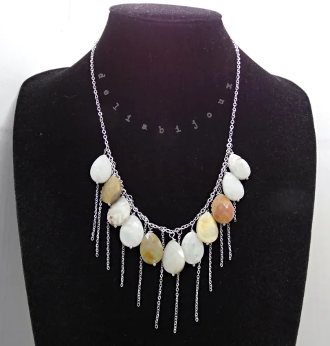 Colier Statement Blue Harmony Jasp Albastru și Cristal de Stâncă Asimetric