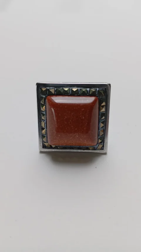 Inel Handmade cu Piatra Soarelui și Marcasite