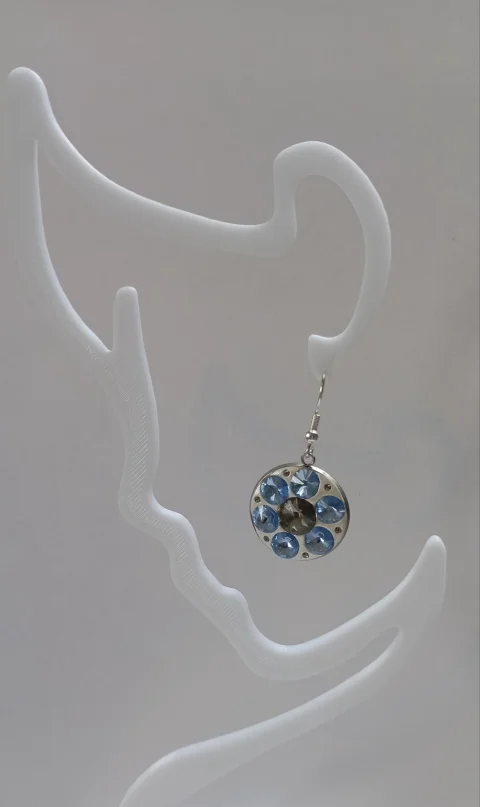 Cercei eleganti cu cristale Swarovski Light Sapphire si Black Diamond