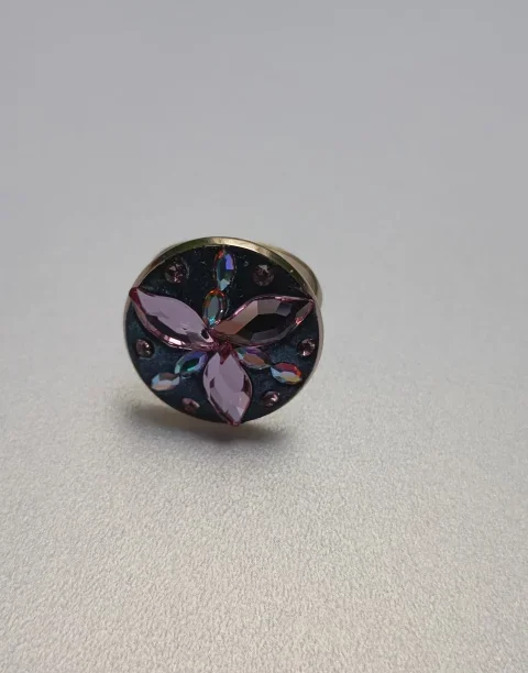 Inel placat cu aur 18K si cristale Swarovski Light Rose, tineresc, delicat