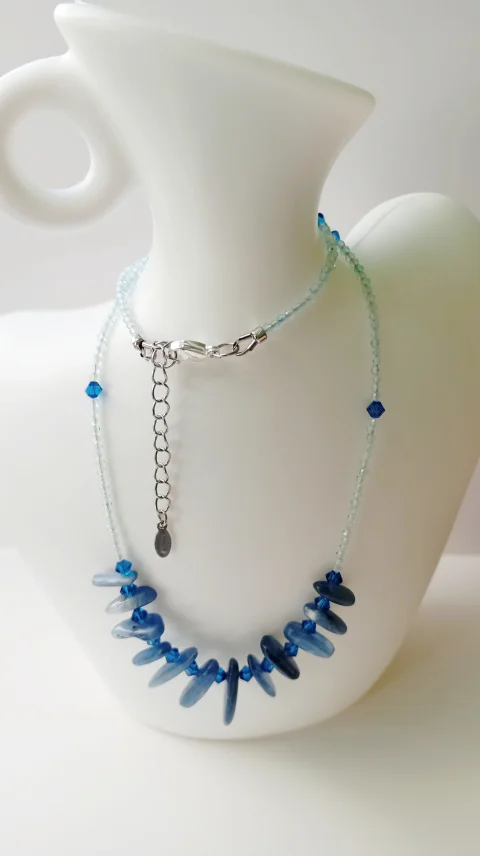 Set bijuterii albastru energizant cu Kyanit, Topaz si Swarovski