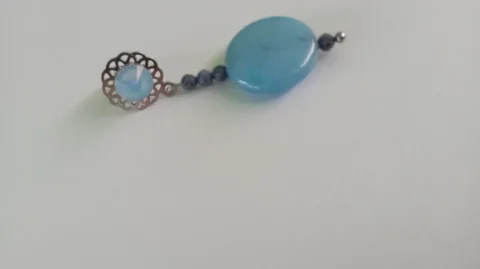 Cercei albastri cer senin cu Calcedonie, Safir si Swarovski