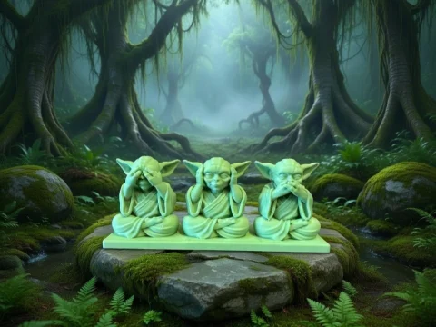 Set 3 Figurine Yoda "Nu văd, nu aud, nu vorbesc"