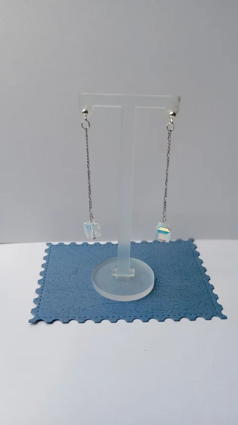 Cercei din argint cu cristal Swarovski Cube Aurore Boreale