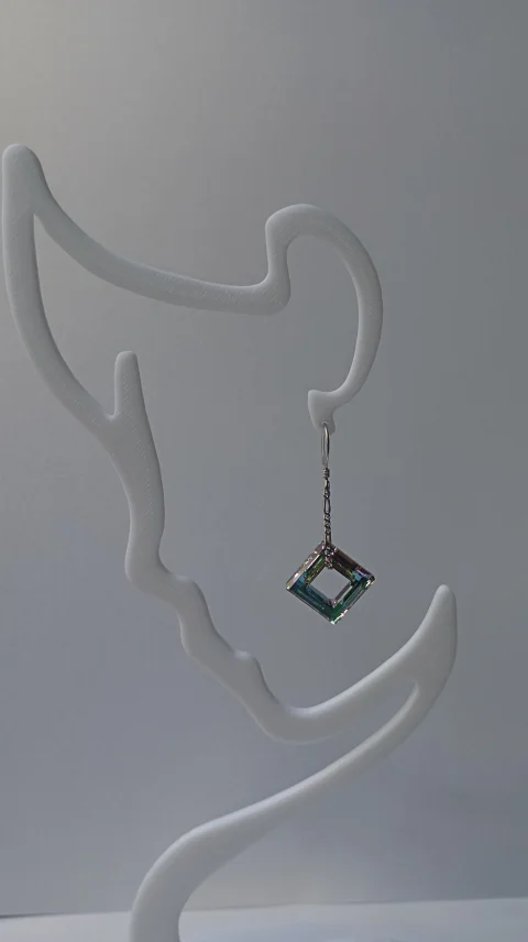 Cercei din argint si Swarovski square ring Vitril Light