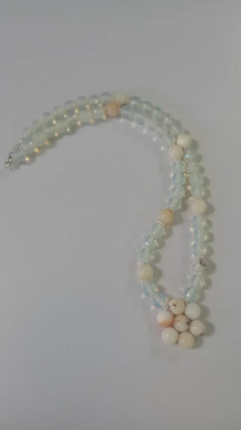 Set alb cu Opal african si Argint 925