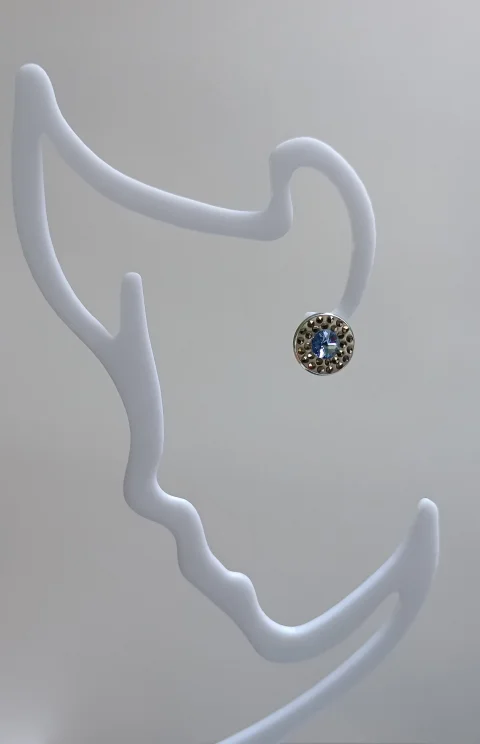 Cercei cu Swarovski blue saphhire 6mm si marcasite 1.2 mm