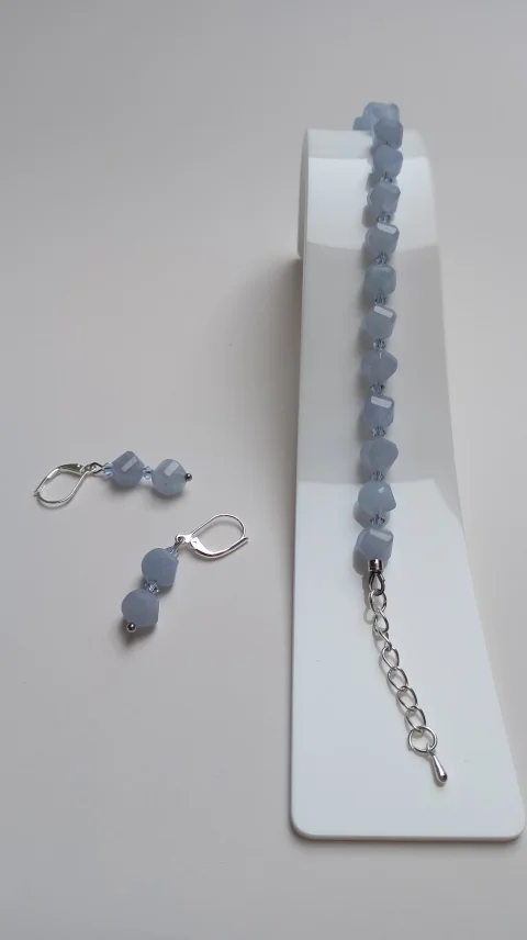Set bijuterii cu Aquamarine si Swarovski, culoarea cerului senin