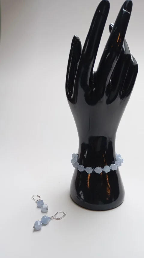 Set bijuterii cu Aquamarine si Swarovski, culoarea cerului senin